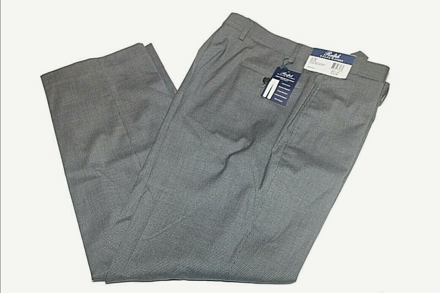 Мужские брюки Ralph Lauren Comfort Flex с плоской подошвой спереди, Серый/черный , 36X32