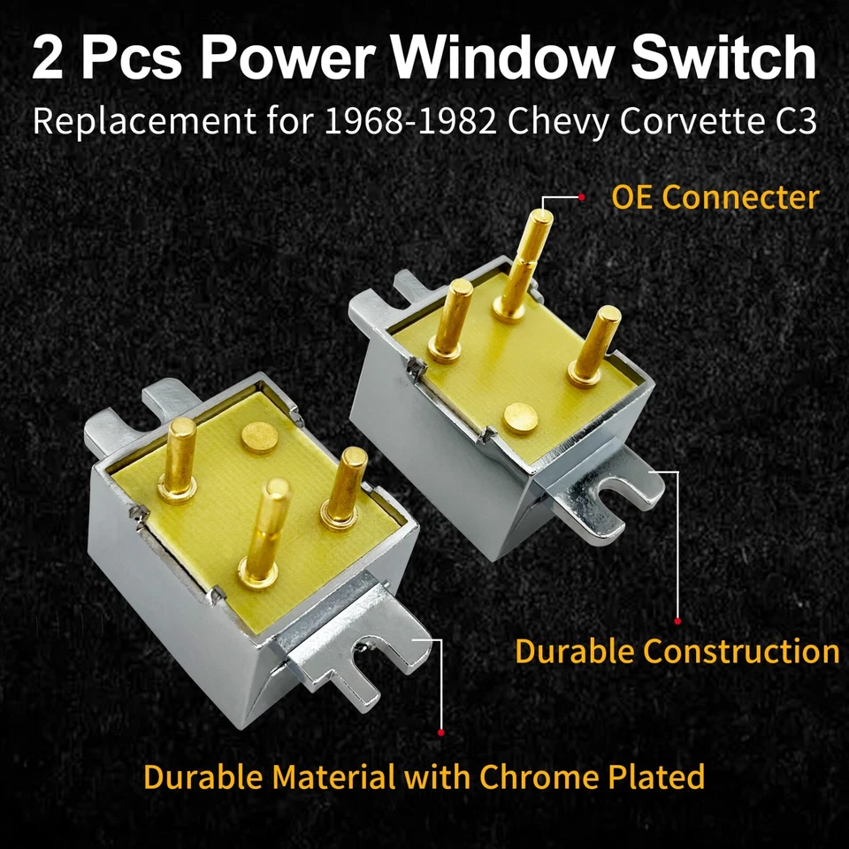 2X Power Window Switch Left & Right Side for 1968-1982 Chevy Corvette C3 1725109 - Image 4 of 4