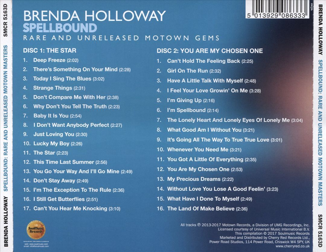 BRENDA HOLLOWAY SPELLBOUND: RARE & UNRELEASED MOTOWN GEMS NEW CD
