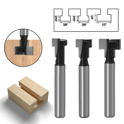 1X/3X 1/4" 6mm Shank, T-Track T-Slot Keyhole Router Bit Set, Wood Cutter - Picture 3 of 19