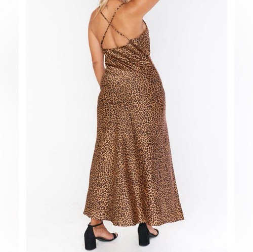 Show Me Your MuMu Womens Florence Slip Maxi Dress Size XXL Leopard Satin Animal - Picture 2 of 10