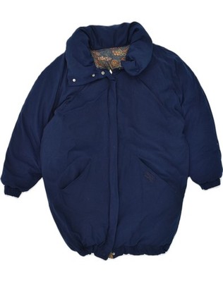 VINTAGE Damen Windbreaker Jacke UK 18 XL dunkelblau Baumwolle YL60