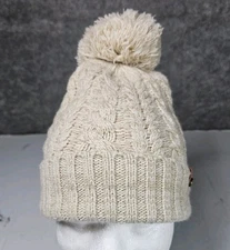 Frye And Co Thermal Cable Knit Beanie Pom Adult OS Beige 100% Acrylic