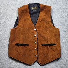 Scully Vest Womens Small Genuine Leather V-Neck Snap Buttons Pockets Western
