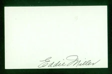 394, Eddie Miller, Original Signed/Autograph, Index Card, Reds, "1936-37, 43-47"