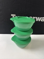 Tupperware Stack Store Serve Bowls  425ml / 14oz Set of 3 Green 3S