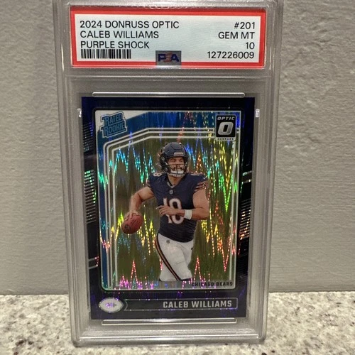 Caleb Williams 2024 Donruss Optic Purple Shock Prizm #201 PSA 10