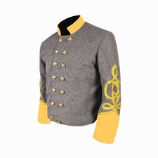US Civil War Shell Jackets Double Breast Grey with Yellow Cuff Collar All Sizes