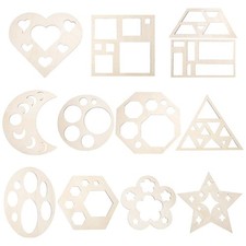 Geometric Stencils Template Set Wood Simple Drawing Chalk Painting 12 PCS