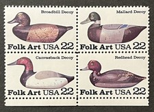 USA 1985 : Folk Art Duck Decoys, Block of 4, MINT UNC, Scott #2141a