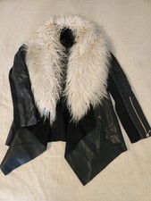 SEXY The Limited Black Fux Fur Leather Suede Coat Small Women's Excellent Hot S