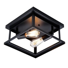 Black Flush Mount Ceiling Light Fixture Bedroom, Farmhouse Kitchen Lights Cei...