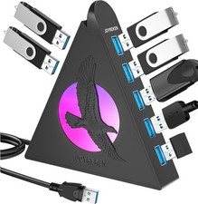 7 Port USB Hub 3.0 Data Hub with RGB Night Light 2ft Cable