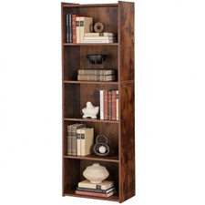 Bookshelf 5-Tier Bookcase Freestanding MDF Display Storage Organizer Home Brown