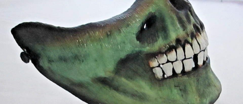 Máscara calavera forma dura media cara pintura negra blanca Foto 3 de 4