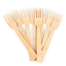 100 Bamboo Utensils -100 PK 6.7" Bamboo Compostable Forks Disposable Cutlery...
