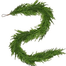 6 FT Christmas Garland Artificial Norfolk Garland 6 FT-Light  Dark Green Mixed