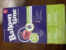 Balloon Time Helium Tank Kit - 30 Balloons Included  Spool Of White Ribbon NEW