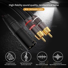 XLR 3Pin Male to 2RCA Male Plug Stereo Phono CableHIFI Adapter Microphone Cord