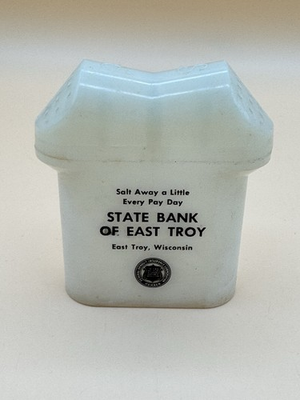 #ad Vintage All In One State Bank Of East Troy Plastic Salt amp; Pepper Shaker $20.00
