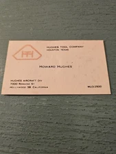 Vintage MidCentury Howard Hughes Business Card, Hughes Tool Co. Embossed Design