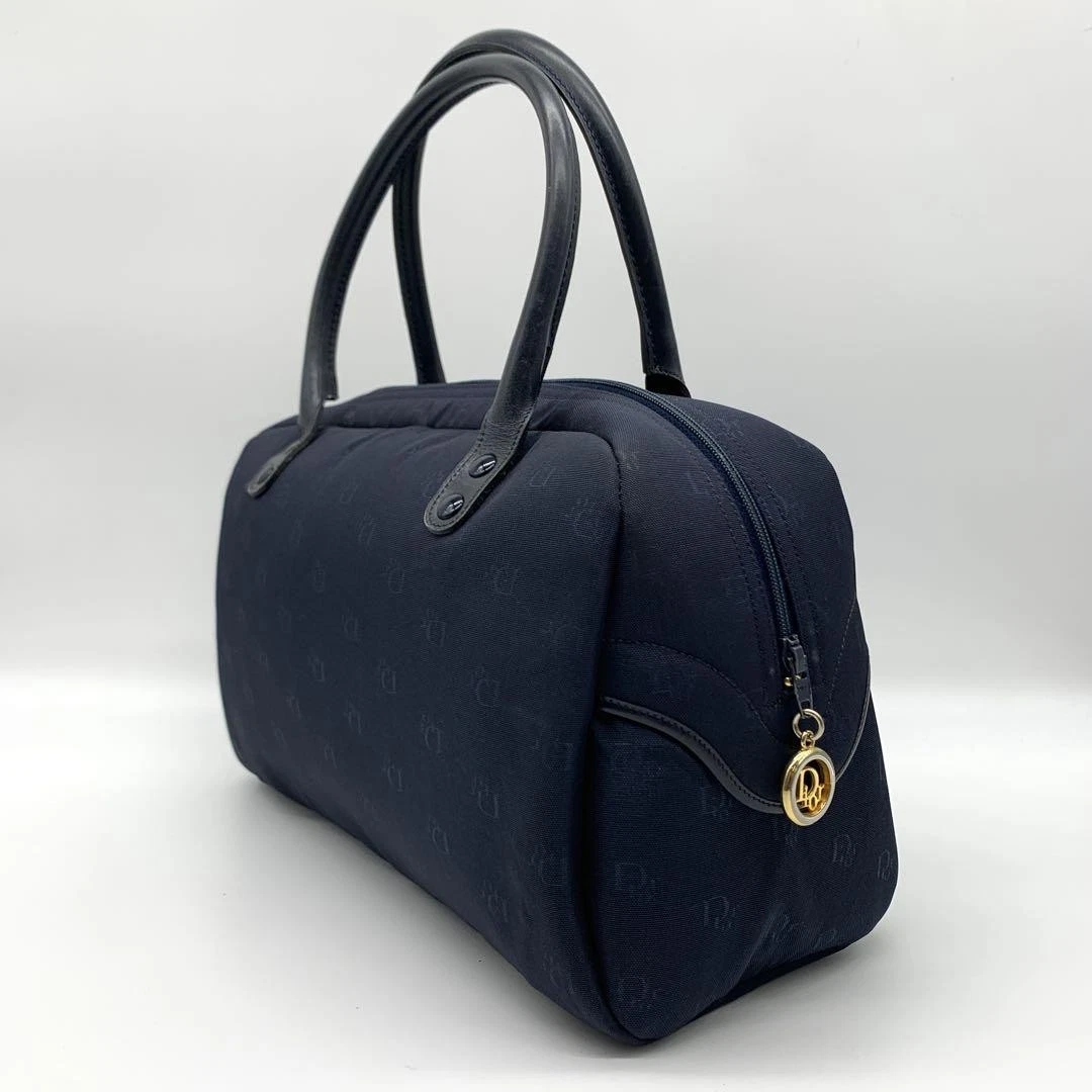 Authentique mini sac à main Dior Trotter imprimé intégral nylon boston en bleu marine