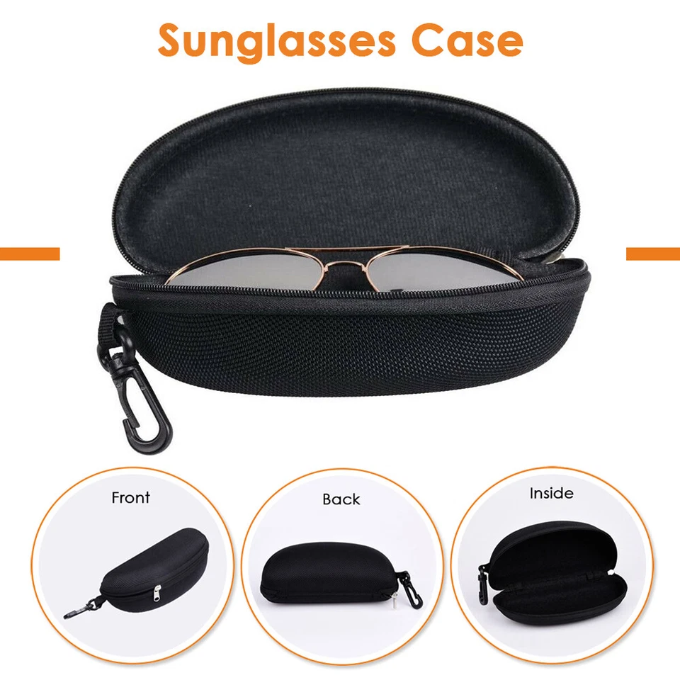Gafas de sol portátiles Estuche protector Cremallera Carcasa rígida Caja con clip para cinturón Foto 2 de 4