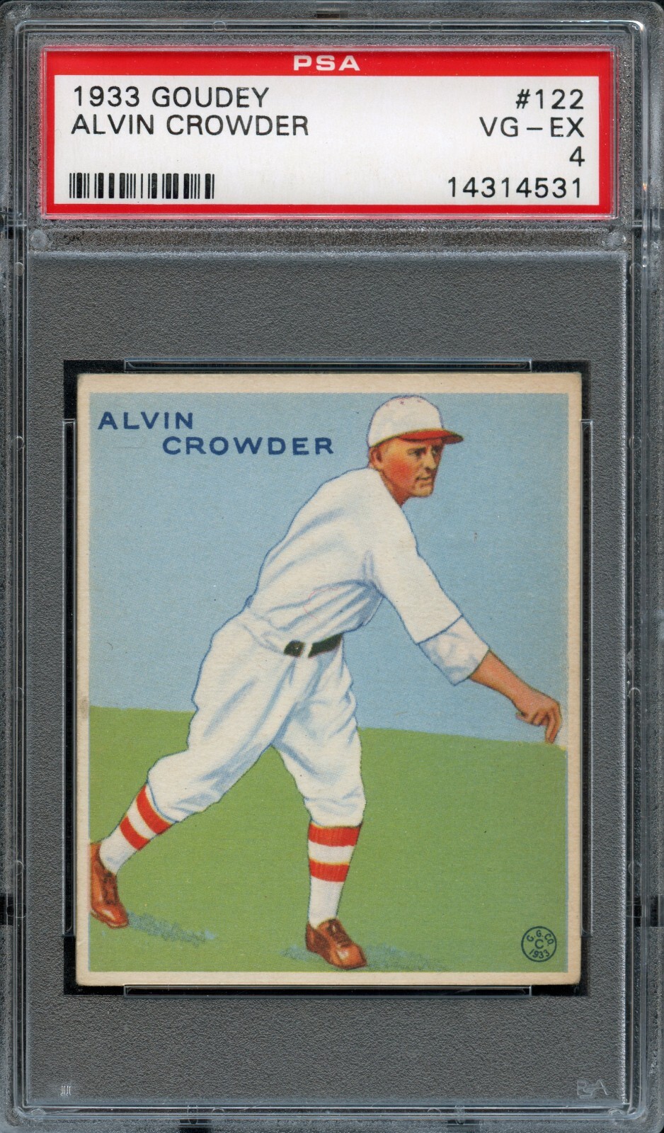BB - 1933 Goudey - #122 - Alvin Crowder - PSA 4 - VG-EX