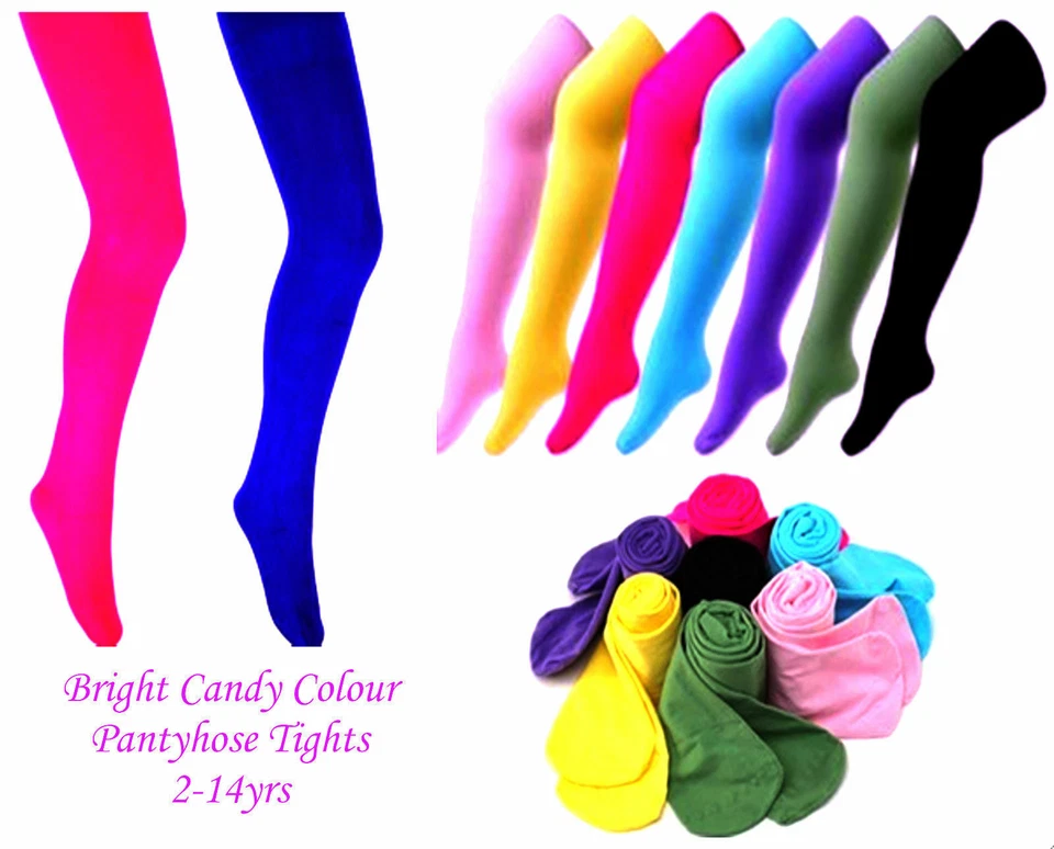 KIDS FASHION Girls PLAIN Tights Various Colors Years 2-11