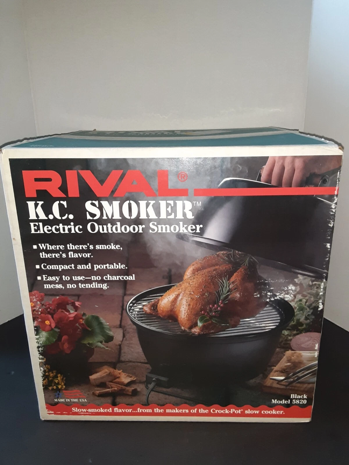Rival 5820 KC SMOKER Electric Outdoor Portable-FOOTBALL Tailgating! Grill TURKEY