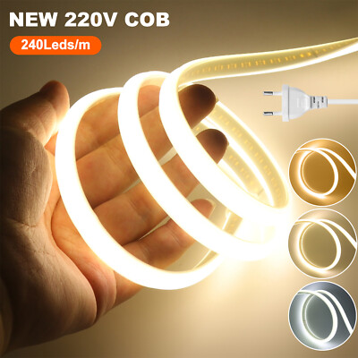 Neon COB LED Streifen 230V Wasserdicht Stripe Band Lichtschlauch Selbstklebend