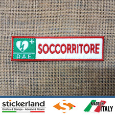 Toppa Toppe Patch SOCCORRITORE DAE su base bianco CON VELCRO M+F