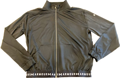 Under Armour Jacket Womens Small Black Loose Full Zip Pockets Activewear Outdoor