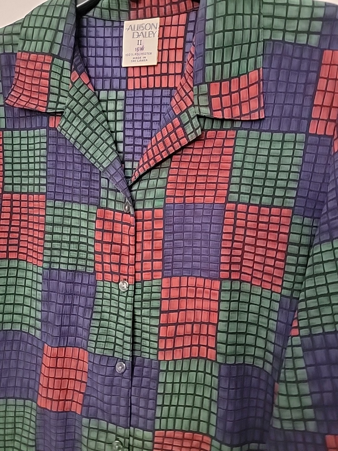 Allison Daley Multicolor Patchwork Blouse Checked… - image 2