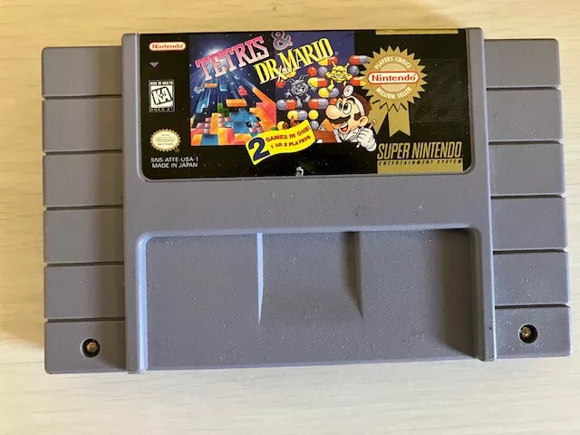 Tetris & Dr. Mario Game Only Super Nintendo SNES 2 games in one 1 or 2  players