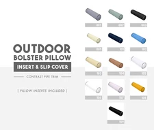 Contrast Trim Outdoor Decorative Bolster Pillow Insert Cover for Porch Swing Bed