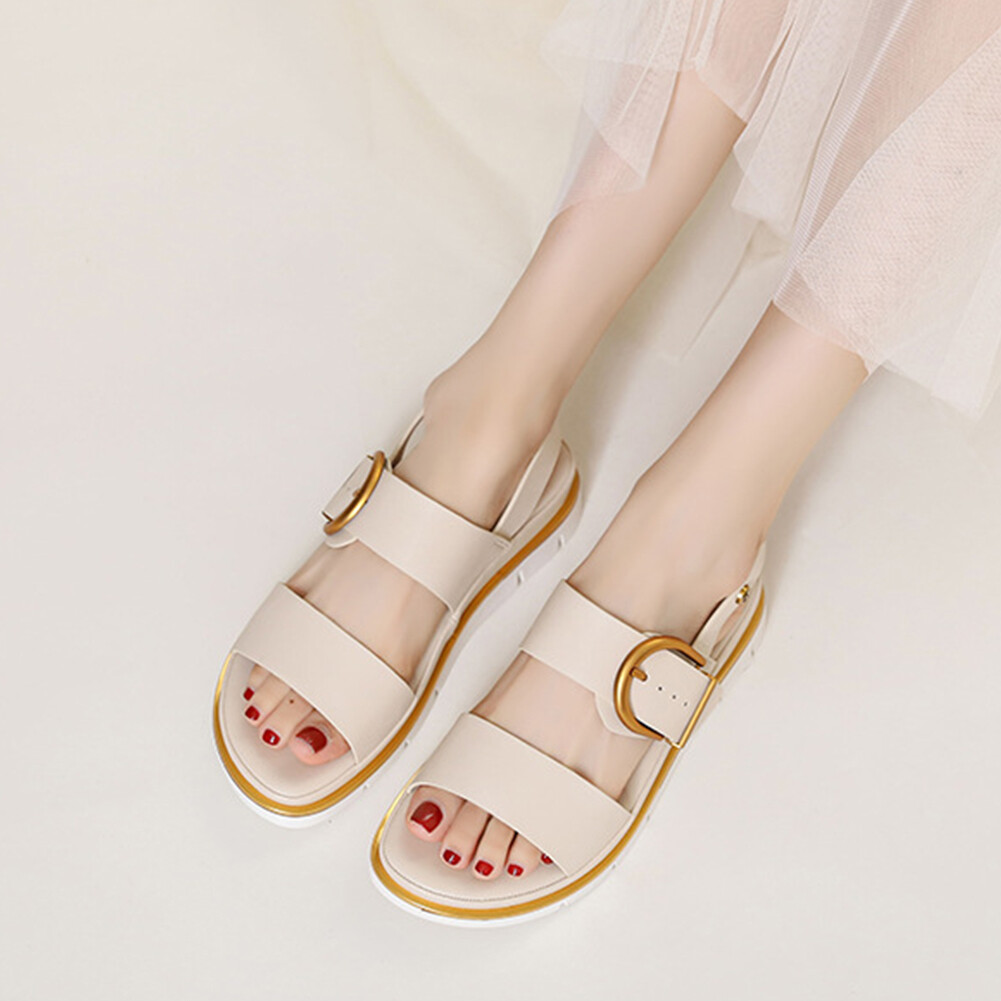 APL Sandali donna piatti punta aperta sandali estivi cinturino alla caviglia sandali eleganti (beige 38)