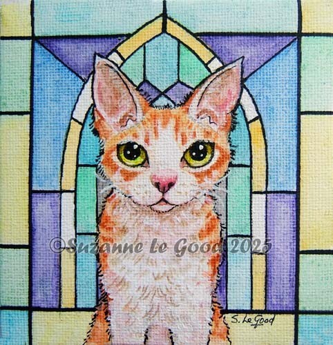 Devon Rex cat art painting canvas original hand painted by Suzanne Le Good