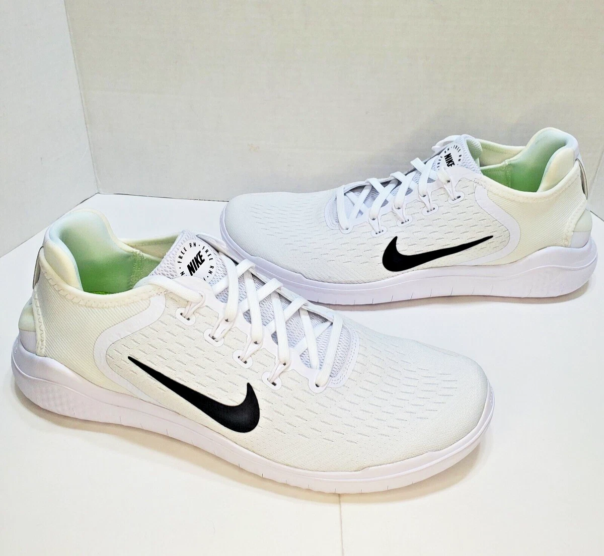 New Nike Men s 13 Free RN 2018 Low Running Shoes White Black