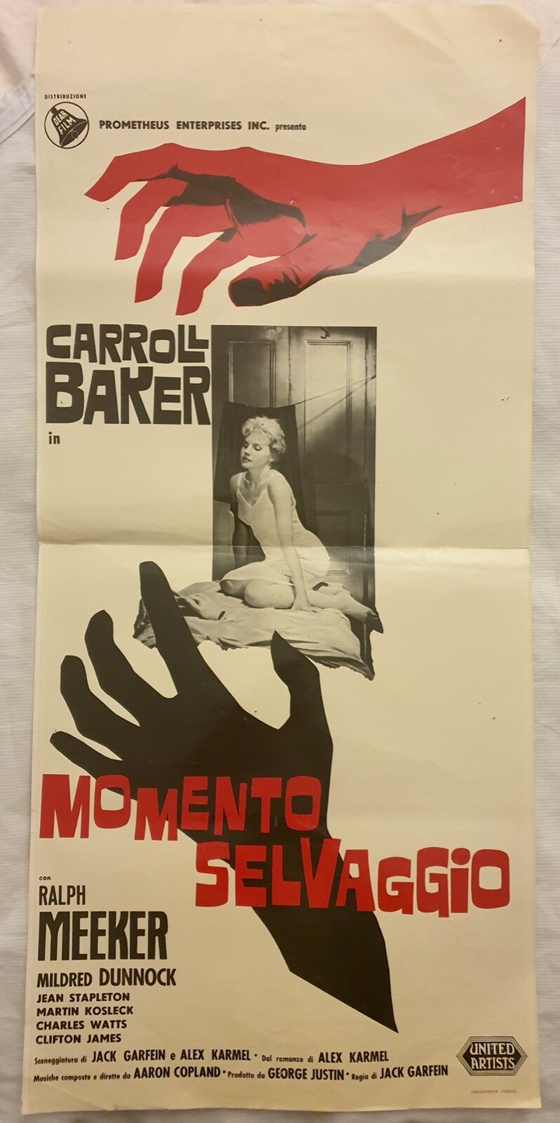 Locandina originale film Momento selvaggio (1961) - Regia di Jack Garfein