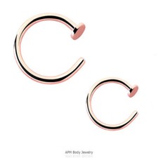 20G ROSE GOLD STEEL NOSE OPEN HOOP EAR TRAGUS HELIX ROOK RING LOBE BODY JEWELRY
