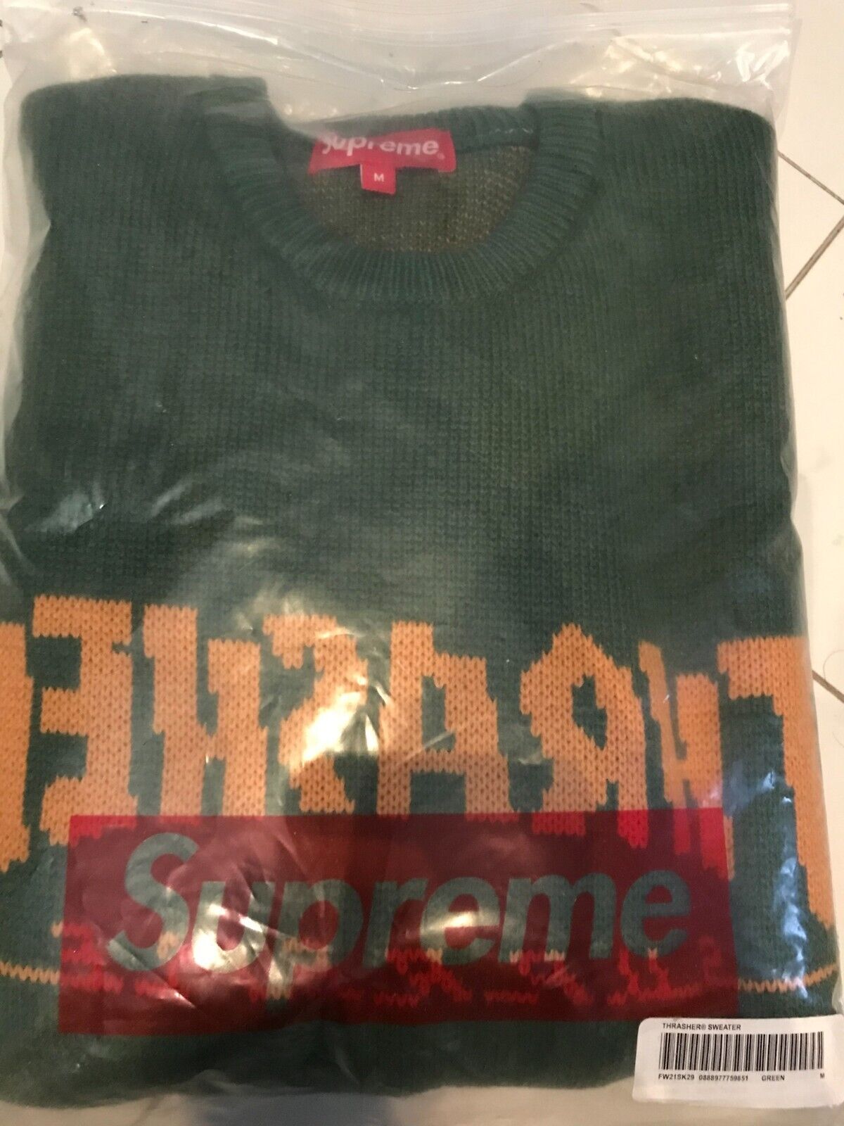 Supreme Thrasher Sweater Green FW Size M BRAND NEW   eBay