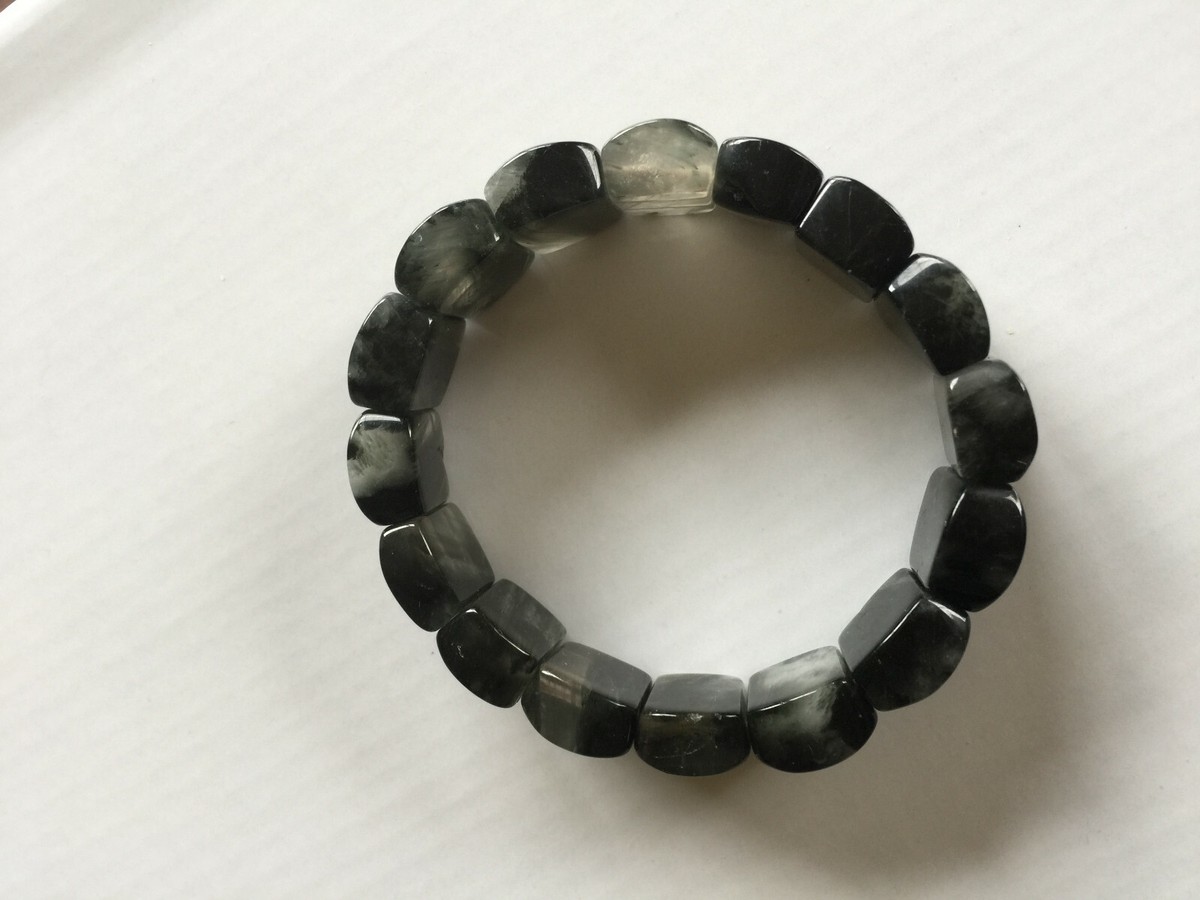 Elegant Natural Pale Grey Agate Stone Bracelet / Bangle. Super Cool View 4
