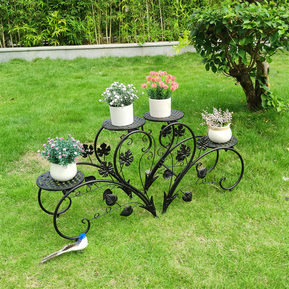 2 Pezzi Flower Pot Iron Plant Stand, Supporto Vasi,Retro Metal Rack