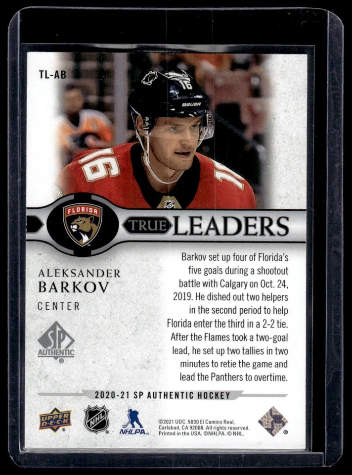 2020-21 SP Authentic True Leaders Aleksander Barkov Florida Panthers #TL-AB - Image 2 of 2