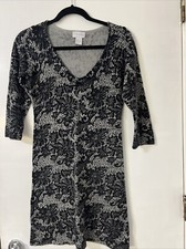 Soft Surroundings Black & Gray Lace Floral Sweater Dress Small