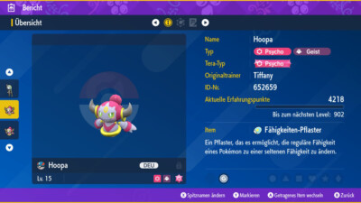 NON Shiny Hoopa 6IV | LVL 15 | Pokemon Karmesin / Purpur / Scarlet