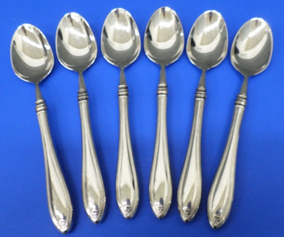 6 - Oneida SHERATON Glossy Cube Mark Stainless Flatware 6 1/2'' TEASPOONS