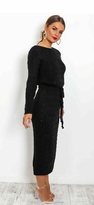 Produktbild von Kaufe Schwarze Strickpullover-Kleider Für Frauen, Herbst, Vintgae