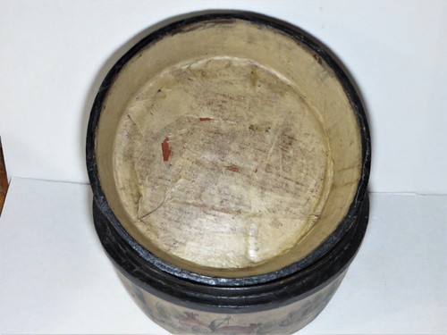 Antique Large Chinese Paper Mache Round Covered Box - Picture 10 of 12